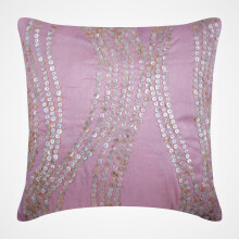 Sierkussenhoezen, 40x40 cm roze zijden kussenhoes, Franse toile, parelmoer, eigentijdse designstof - Angelic Charm