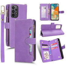 Kompatibel med Samsung Galaxy A23 4g / A23 5g (global version) Læderpung med lynlåslomme Mobiltelefoncover Lilla