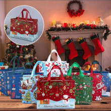 Jacenvly Neue Weihnachtsschmucksets, kompatibel mit Nightmare Before Christmas, laminierte Tragetasche aus Vliesstoff, Geschenktasche, Einkaufstasche