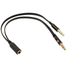 3,5-mm-Adapter für Mikrofon und Kopfhörer – Splitter, Schwarz