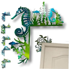 Xubond Havskildpadde Dørramme Dekor, Kyst Metal Vægkunst 3D Sitter, Dobbelt Silhuet Vindue Hylde Bord Hjørne Ornament, Hængende Dekor