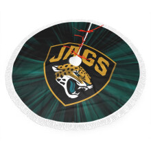 Vánoční třásňová sukně s motivem stromečku Jaguars, kompatibilní s dekoracemi NFL, plyšová, snadná instalace, zářivé barvy týmu,