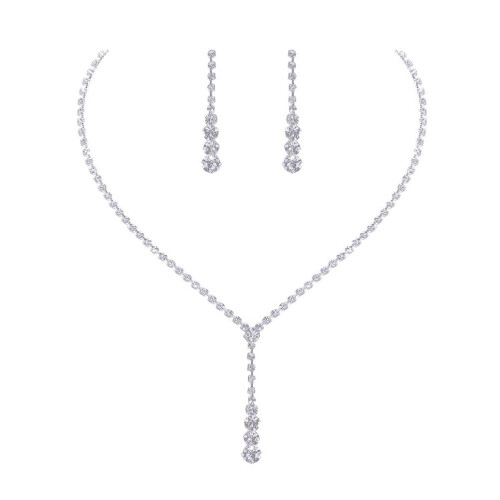 Conjunto de colar com pingente de strass, joia para noivas (1 conjunto).