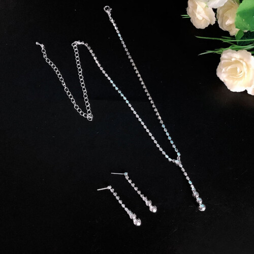 Conjunto de colar com pingente de strass, joia para noivas (1 conjunto). 2