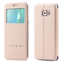 Smart cover med svarfunktion - kompatibel med Samsung Galaxy J7 (model 2017) guld