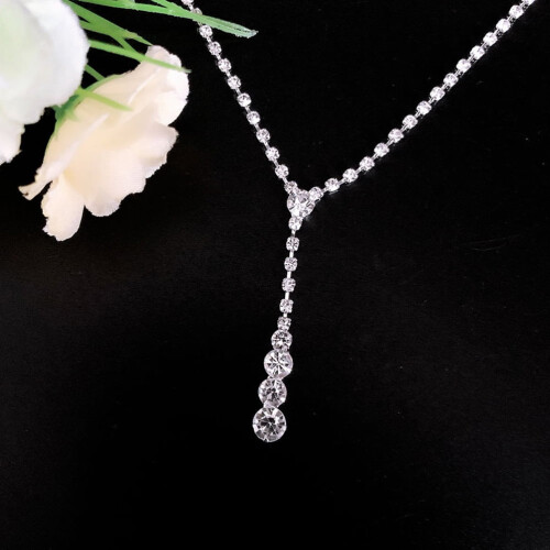 Conjunto de colar com pingente de strass, joia para noivas (1 conjunto). 1