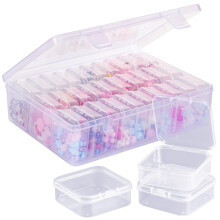 Boîte de rangement pour perles, grande boîte transparente avec 30 petits contenants de rangement en plastique transparent, boîte de rangement
