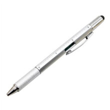 SNGMN 6-in-1-Stylus-Stift mit Clip – Multifunktionswerkzeug aus Aluminium zum Schreiben, für Touchscreens und mehr – Silber, perfektes Geschenk
