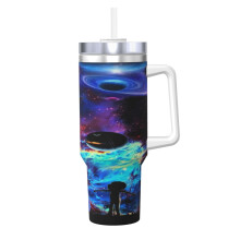Rick-und-Morty-Trinkbecher (1,2 l) mit Henkel und Strohhalm – Edelstahl-Reisebecher mit Deckel – Perfektes Geschenk für Frauen, Mädchen und