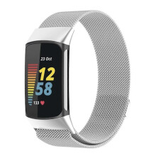 Correa metálica magnética Milano compatible con Fitbit Charge 5 Silver