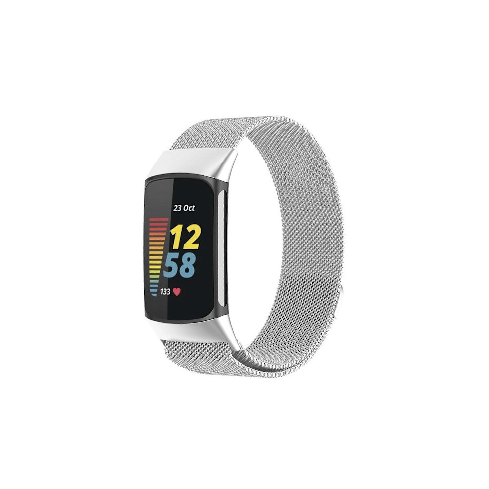 Milano Magnetic Metal Strap For Compatible With Fitbit Charge 5 Silver 9464372871964