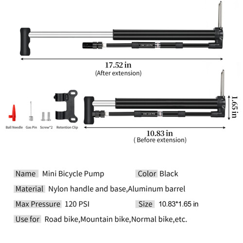 Kayannuo Mini Bike Pump, Φορητή Αντλία Ελαστικών Ποδηλάτου Συμβατή με Ποδήλατα Δρόμου & 2