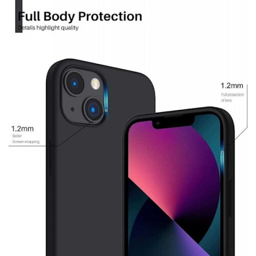 Kompatibel med iPhone15Plus gummibelagt mat sort silikonecover 2