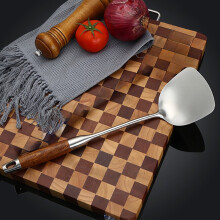 Pfannenwender aus Edelstahl mit hitzebeständigem Holzgriff – Küchenutensil für den täglichen Gebrauch, geeignet für antihaftbeschichtete