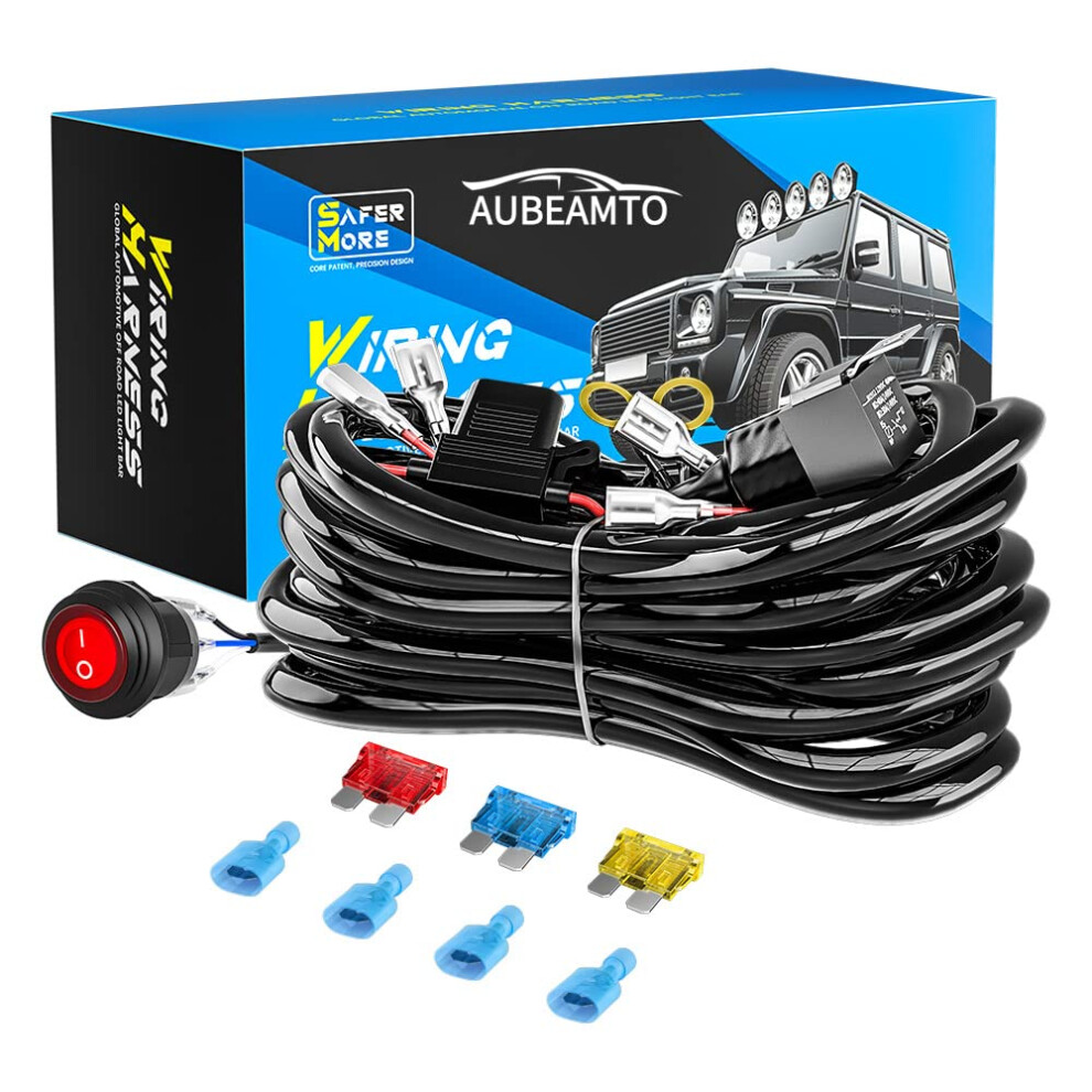2 Leads Led Work Wiring Harness Kit 18Awg 12V 30A Switch Relay Fuse For Offroad Driving Lamps Light 9365369009950