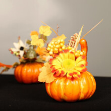 Halloween-Kürbis-Ornamente, Herbsternte, künstliche Kürbisse, Ahornblatt-Granatapfel-Ornamente, Tischdekoration für Halloween und Thanksgiving