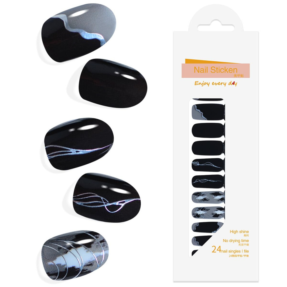 Light Nail Polish Strips 24Pcs Gel Nail Wraps Salon Quality No Uv Long Lasting Easy Apply Remove