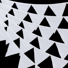 Lot de 3 guirlandes de fanions triangulaires en coton blanc de 308 cm (123 pouces) pour anniversaire, mariage, jardin, Noël, fête, décoration