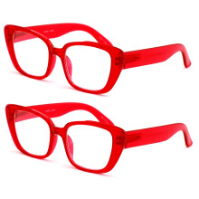 2 paar transparante leesbrillen voor dames met oversized montuur - leesbril met veerscharnier 7024 +3.00
