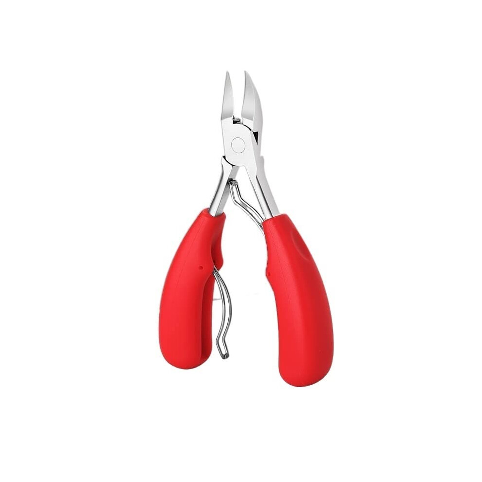 Red Toenail Clippers For Thick Ingrown Nails With Stainless Steel Manicure Scissors Cuticle Care