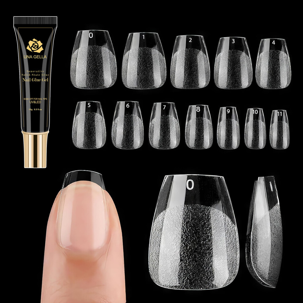 Extra Short Coffin Press On Nails with Glue, 120pcs Soft Gel Coffin Nail Tips Kit