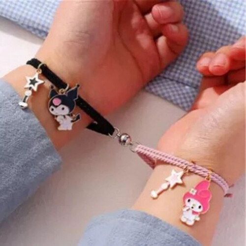 1 ζευγάρι βραχιόλια Sanrio Kuromi Melody για αγόρι και κορίτσι για να προσελκύσουν 1