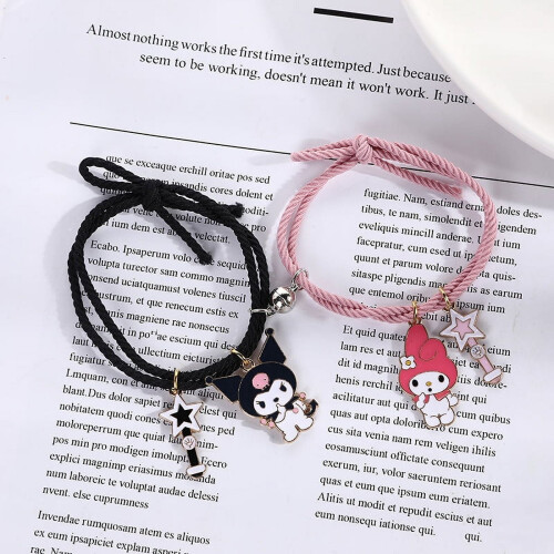 1 ζευγάρι βραχιόλια Sanrio Kuromi Melody για αγόρι και κορίτσι για να προσελκύσουν 2