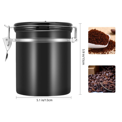 ZPSHYD1.5L304 Δοχείο καφέ από ανοξείδωτο ατσάλι, Αεροστεγές δοχείο αποθήκευσης κόκκων 1
