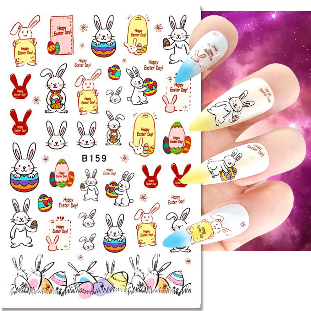 Easter Nail Stickers 12 Sheets 3D SelfAdhesive Bunny Nail Art Decals with Rabbit and Egg Designs