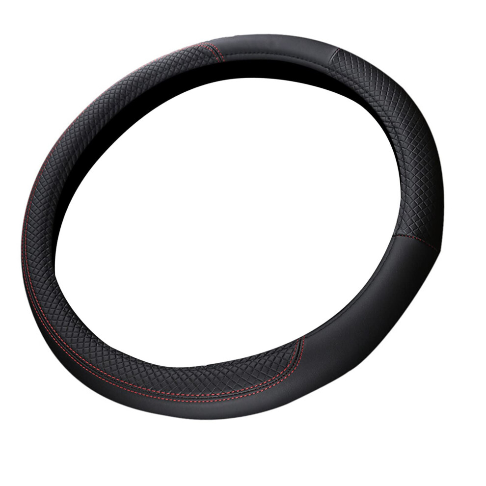 Leather Steering Wheel Cover 38Cm Universal Fit Nonslip Grip Allseason Breathable Design 9044945913934
