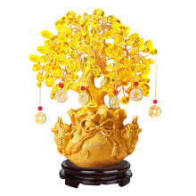 Lucky Fortune Statue For Living Room Study And Office Table, Compact And Portable Artificial Wealth Bonsai