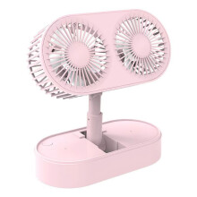 Portable Telescopic Fan, Rechargeable Battery Desk Fan with Adjustable Height for Office Home (Pink)