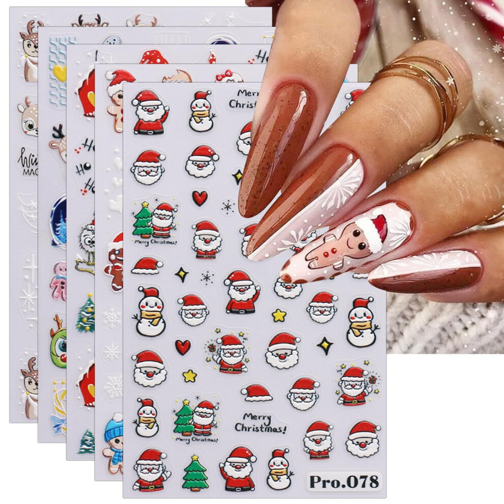 Christmas Nail Stickers Decals 6 Sheets Snowflake Winter Holiday SelfAdhesive DIY Nail Art