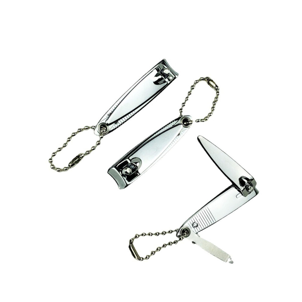 Stainless Steel Nail Clippers Set with Precise Cutting Edge, Builtin File, 2 Inch Travel Size