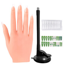 Practice Hand for Acrylic Nails with Adjustable Stand, Realistic Silicone Mannequin Right Hand 2pcs