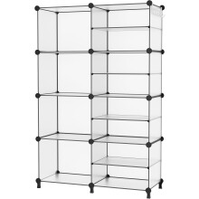 8Cube Aufbewahrungsregale, tragbarer Kleiderschrank-Organizer, stapelbare Fächerregale für Kleidung, Schlafzimmer, Wohnzimmer, durchscheinend