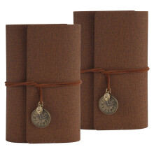 Conjunto de 2 cadernos de couro estilo vintage tamanho A6 com folhas soltas, encadernação em espiral, 12,7 x 20,3 cm (5 x 8 polegadas), papel