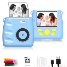 WICVIK Mini Print draagbare thermische printcamera met directe opname en autofocus, camera's aan de voor- en achterkant, 2,4 inch HD-scherm, 5 ml