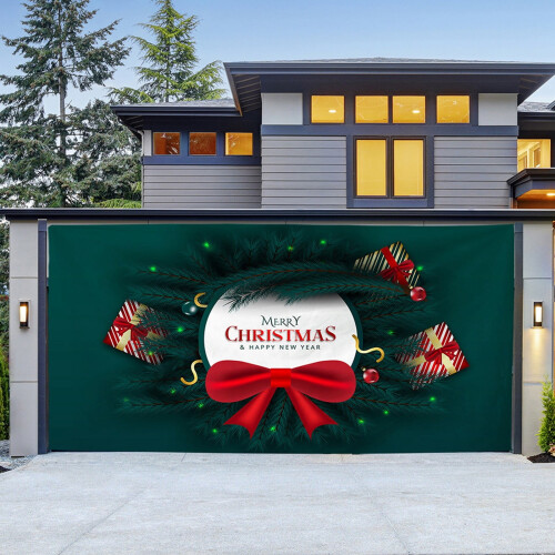 WinysinChristmas Εξωτερική Πόρτα Γκαράζ, Ύφασμα Ταπισερί, Διακόσμηση για Πάρτι, Ύφασμα