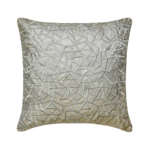 HomeCentric Federe decorative per cuscini 35x35 cm, jacquard argento e grigio, con dettagli in lamina, ricami e mosaico, copricuscino per divano,