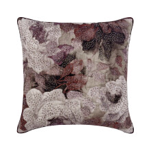 Fodere per cuscini in cotone viola 22x22", stampa di rose ricamate, cuscini decorativi con motivo floreale per divano - Munstead Wood Rose