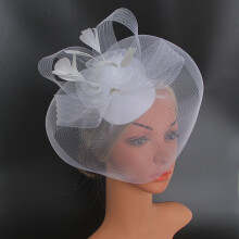 D-GROEE Cappello fascinator da donna, elegante cappello fascinator per tea party con velo di piume, cappello retrò in rete, fascinator di piume per