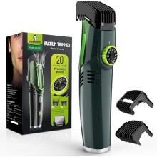 Rifinitore per barba a vuoto per uomo, rifinitore per baffi con 20 regolazioni di lunghezza e stile, rifinitore a vuoto integrato per baffi, basette,