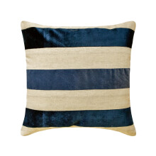 HomeCentric Fodere per cuscini decorativi blu navy 35,5 x 35,5 cm, patchwork in velluto e lino, fodere per cuscini a righe per divano - Fascia in