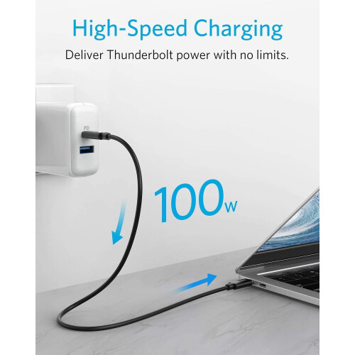 [Intel-certifierad] Thunderbolt 3.0-kabel 40 cm (USB-C till USB-C) Stöder 100 W laddning / 40 Gbps dataöverföring 2