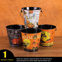 Balde de doces de ferro Lmueinov para o Halloween, estampas aleatórias, compatível com balde de armazenamento de abóbora, mini balde portátil