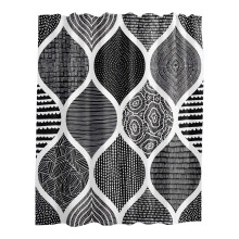 Polyester douchegordijn 72x75 inch, retro bohemian geometrische stofset met haken, moderne abstracte paisley badkamerdecoratie