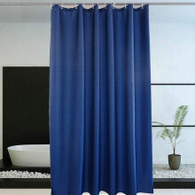 Washable Fabric Shower Liner 72x72 Inches, Waterproof 2-in-1 with 12 Hooks & Grommet Holes, Hotel Quality, Blue