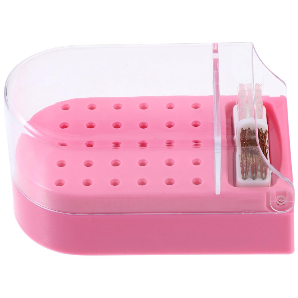Nail Drill Bit Holder Pink Organizer Case Keeps Bits Organized And Dust For Salon And Home 9365369938335