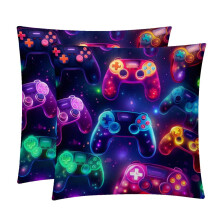 Gamecontroller-Kissen-Set (2er-Set) mit einzigartigen Mustern, 40x40, 45x45, 50x50 cm – inklusive Füllung